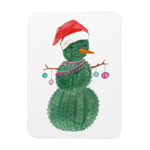 A Very Cactus Christmas Snowman Magnet