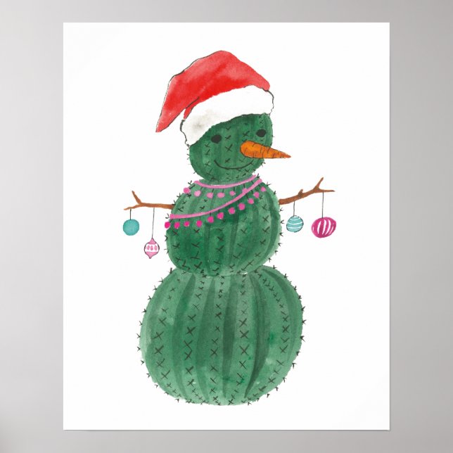 A Very Cactus Christmas Snowman Poster (Front)