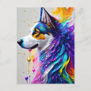 A very colourful dog postcard