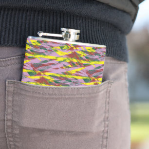a very colourful pattern with a lot of different c hip flask