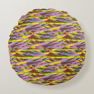 a very colourful pattern with a lot of different c round pillow