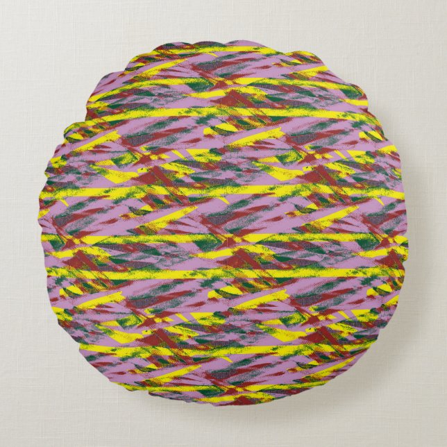 a very colourful pattern with a lot of different c round pillow (Front)