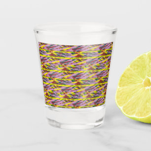 a very colourful pattern with a lot of different c shot glass