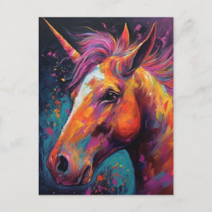 A very colourful unicorn postcard