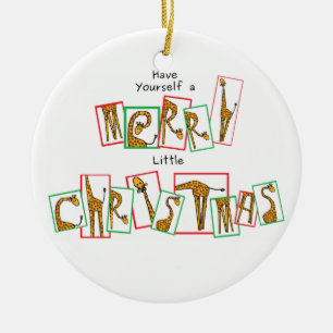 A Very Giraffe Christmas - Letters Ceramic Ornament