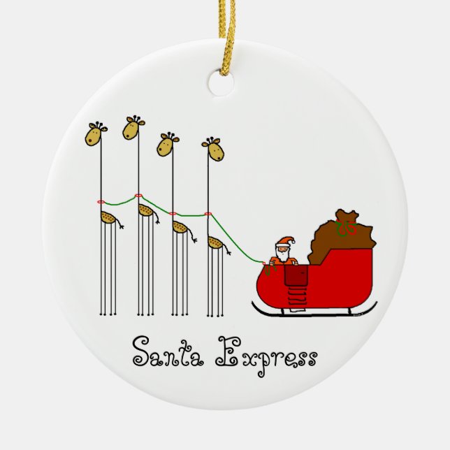 A Very Giraffe Christmas - Santa Express Ceramic Ornament (Front)