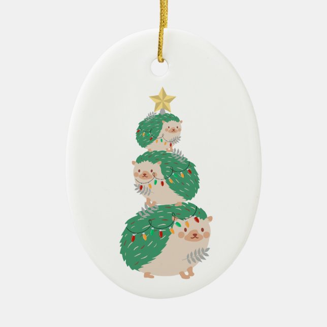 A Very Hedgehog Christmas Ceramic Ornament (Front)