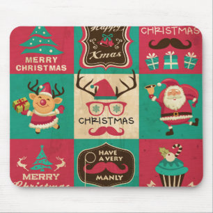 A Very Manly Christmas Collage Mouse Pad