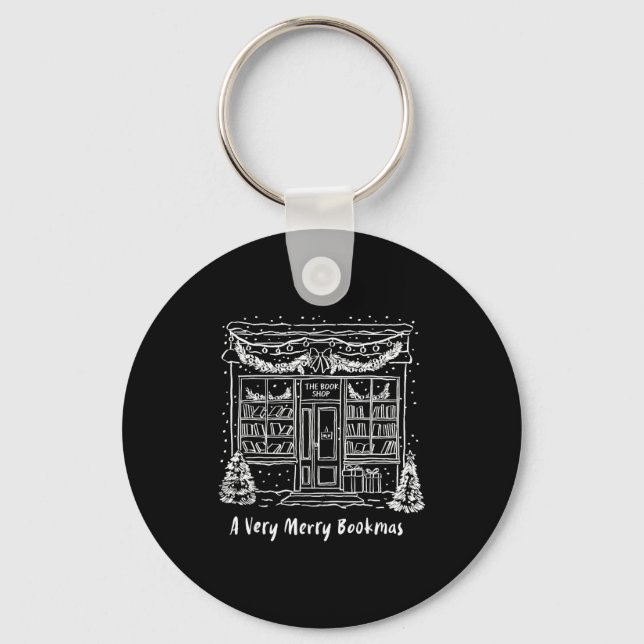 A Very Merry Bookmas Cozy Christmas Bookstore Holi Keychain (Front)