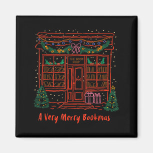 A Very Merry Bookmas Cozy Christmas Bookstore Holi Magnet