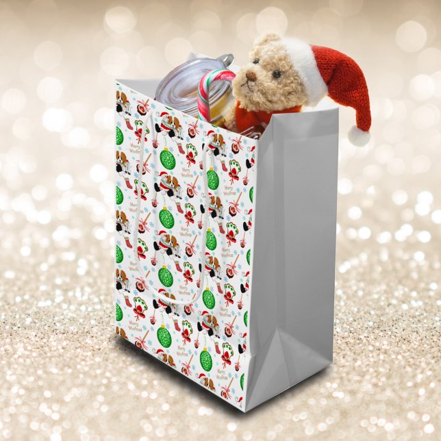 A Very Merry Cavalier King Charles Christmas Medium Gift Bag (Creator Uploaded)