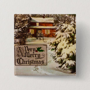 A Very Merry Christmas Classic Traditional Winter 2 Inch Square Button