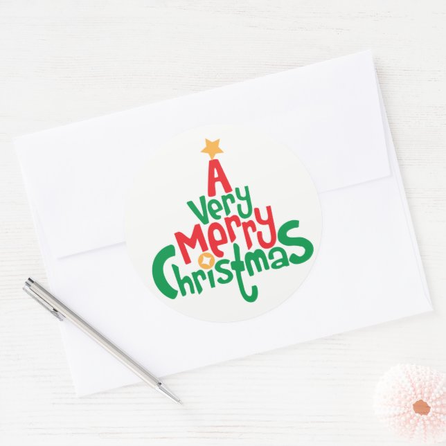 A Very Merry Christmas Festive Sticker (Envelope)