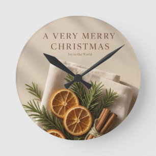 A Very Merry Christmas,Mediterranean Europea style Round Clock