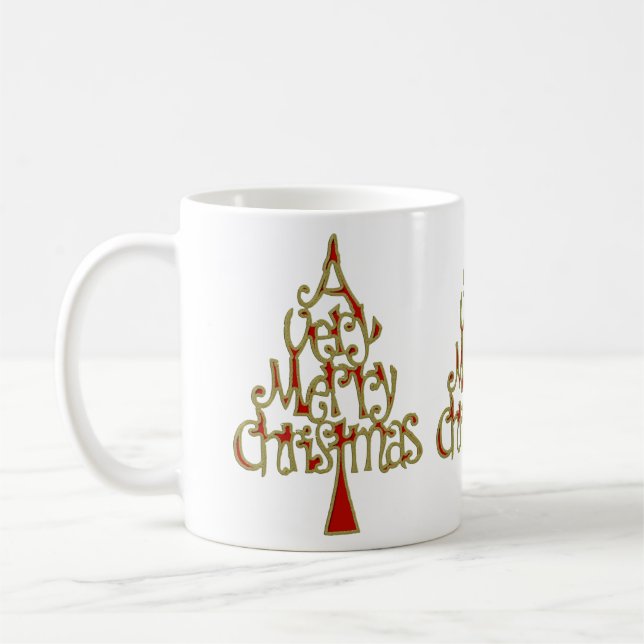 A Very Merry Christmas Tree Coffee Mug (Left)