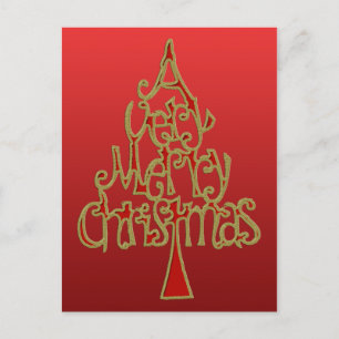 A Very Merry Christmas Tree Holiday Postcard