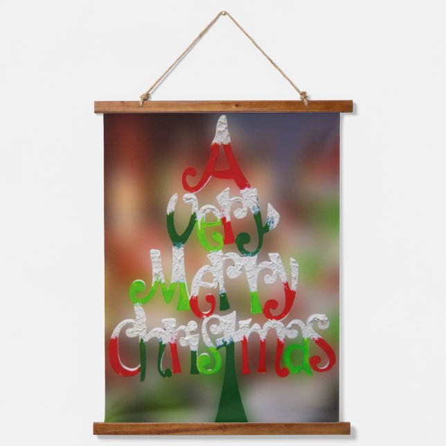 A Very Merry Christmas Wood Topped Wall Tapestry (Front)