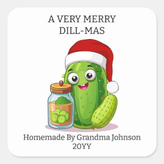 A Very Merry Dill-Mas Christmas Holiday Jar Square Sticker
