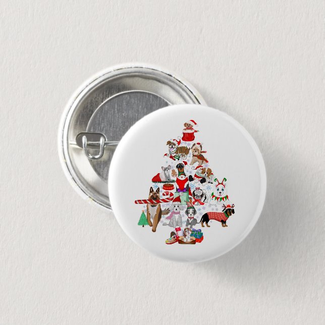 A Very Merry Doggie Christmas 1 Inch Round Button (Front & Back)
