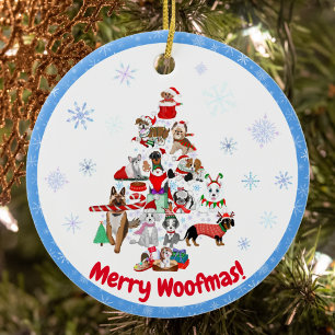 A Very Merry Doggie Christmas Ceramic Ornament