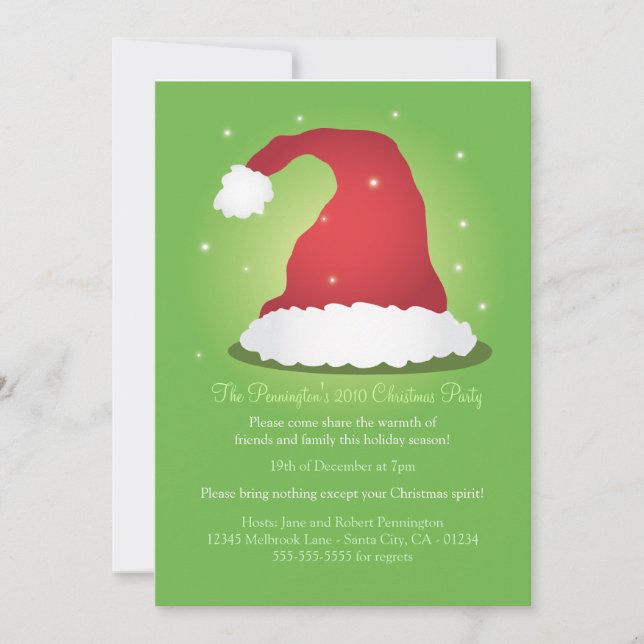 A Very Merry Santa Hat Invitation (Front)