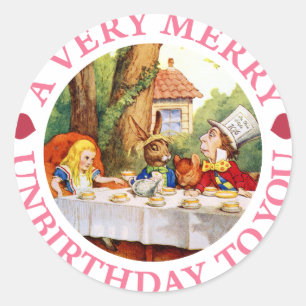 A VERY MERRY UNBIRTHDAY TO YOU! CLASSIC ROUND STICKER