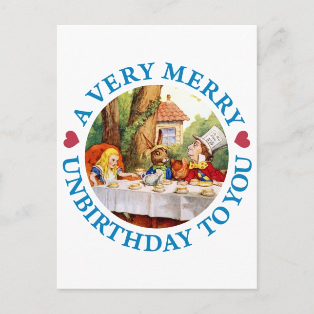 A VERY MERRY UNBIRTHDAY TO YOU POSTCARD (Front)
