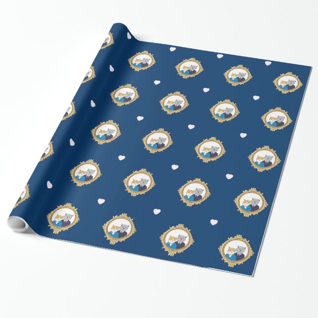 A Very Nice Kitty Couple Cat Lovers Wrapping Paper (Unrolled)