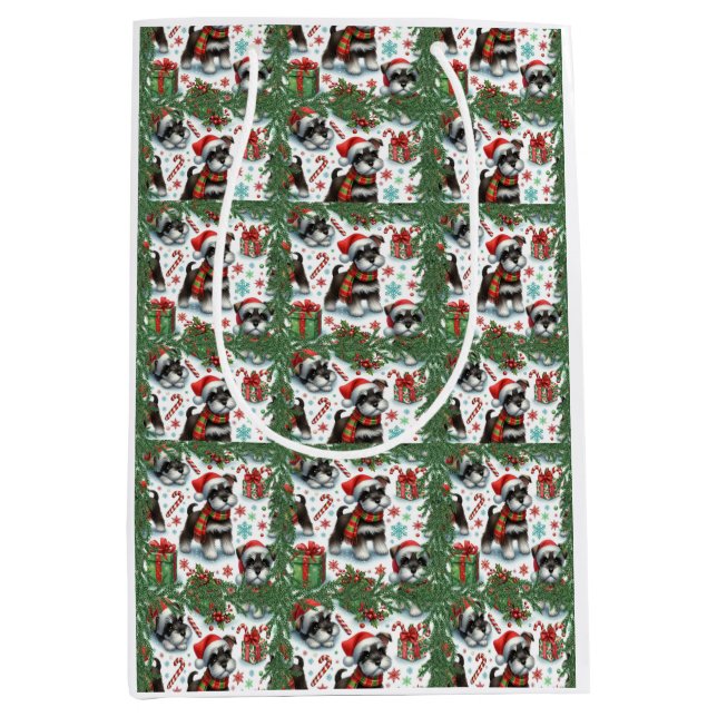 A Very Schnauzer Christmas Medium Gift Bag (Front)