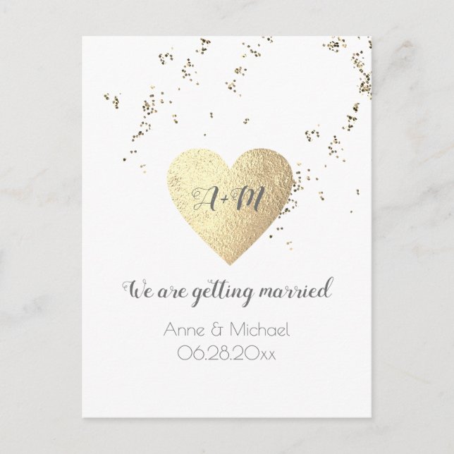 a very simple wedding postcard with love heart (Front)