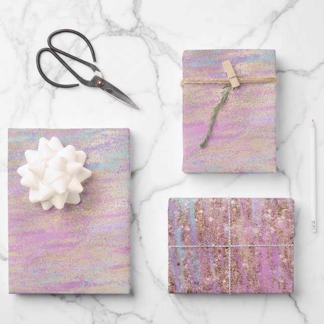 A Very Unicorn Sparkle Glitzy Gold Christmas Wrapping Paper Sheet (Front)