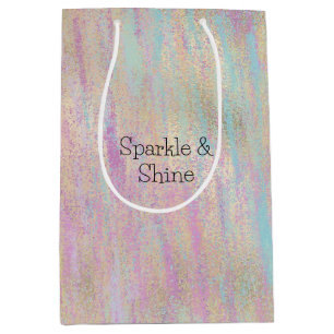 A Very Unicorn Sparkle Glitzy Gold Pink Christmas Medium Gift Bag
