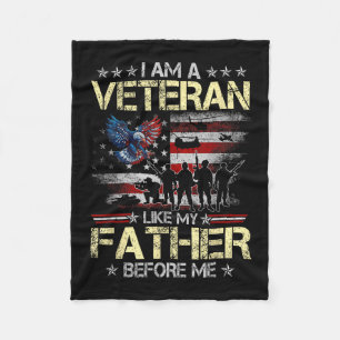 A Veteran Like Father Before Fathers Day Flag Fleece Blanket