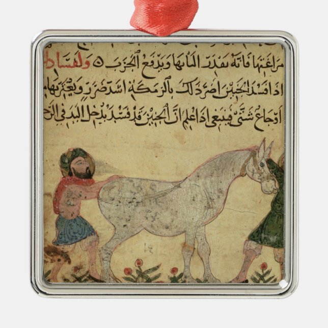 A veterinarian helping a mare to give birth metal ornament (Front)