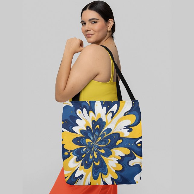 A vibrant abstract floral pattern swirling petals tote bag (Creator Uploaded)