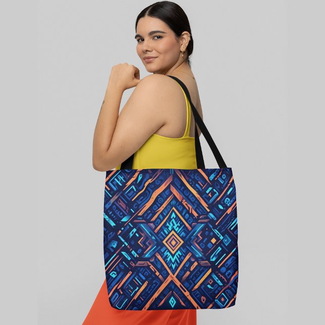 A vibrant abstract pattern diamond motif aesthetic tote bag (Creator Uploaded)
