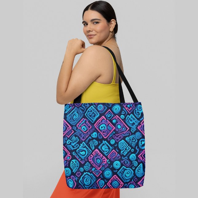 A vibrant and abstract pattern geometric swirling  tote bag (Creator Uploaded)