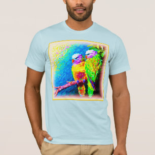 A Vibrant and Joyful Rainbow Birds. Buy Now T-Shirt