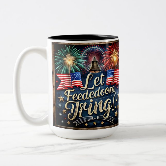 A Vibrant and Patriotic Artwork Two-Tone Coffee Mug (Left)