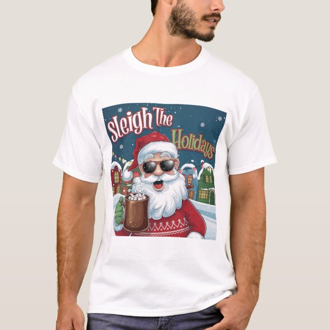 A vibrant and playful Christmas-themed T-shirt (Front)
