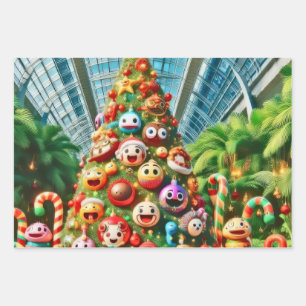 A vibrant and whimsical Christmas tree  Wrapping Paper Sheet
