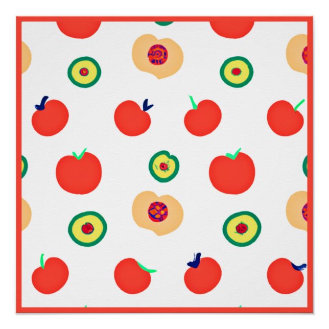 A Vibrant Apples Fruit Patterns Design   Poster (Front)