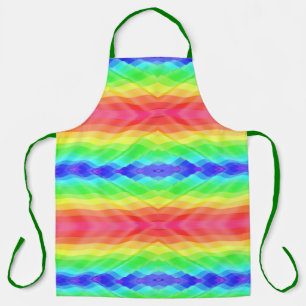 A vibrant apron features a rainbow gradient 