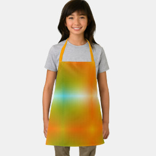 A vibrant apron with a green, orange, and yellow.
