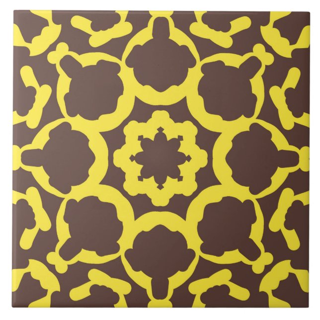 A vibrant brown & yellow classic trendy design tile (Front)
