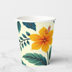A vibrant colorful classic floral pattern paper cups