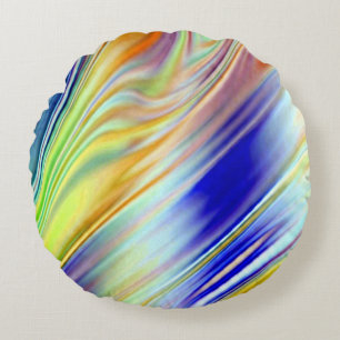 A vibrant colourful classic fabric pattern design round pillow