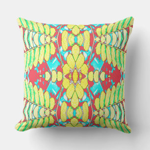 A vibrant colourful classic fabric pattern design  throw pillow