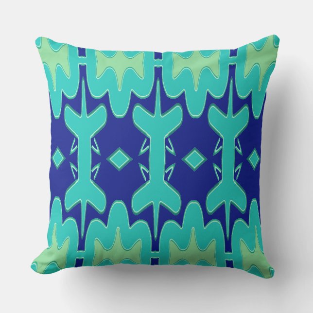 A vibrant colourful classic fabric pattern design  throw pillow (Front)