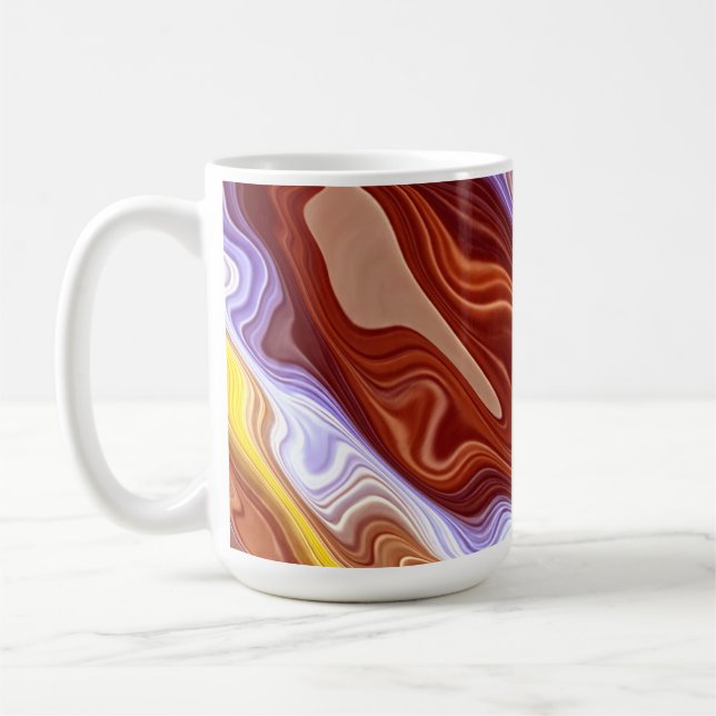 A vibrant colourful classic groorvy pattern coffee mug (Left)